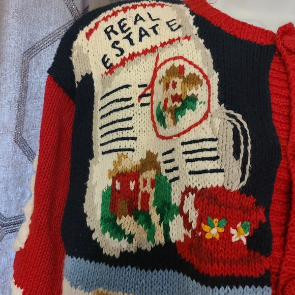 Vintage 1994 The Eagles Eye Real Estate Red Sweater S - Picture 4 of 13